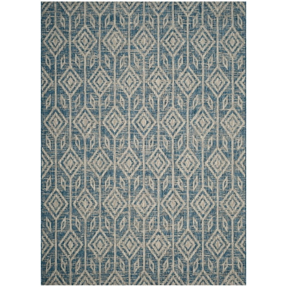 SAFAVIEH Courtyard Beckah Distressed Indoor/Outdoor Area Rug, 8' x 11', Navy/Grey