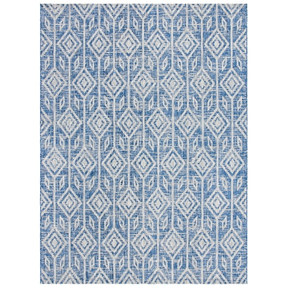SAFAVIEH Courtyard Beckah Distressed Indoor/Outdoor Area Rug, 8' x 11', Navy/Grey