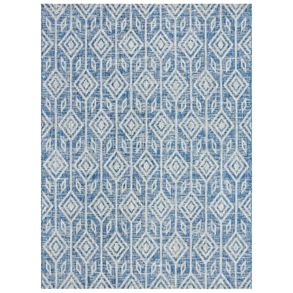 SAFAVIEH Courtyard Beckah Geometric Indoor/Outdoor Area Rug, Navy/Grey, 2' x 3'7"