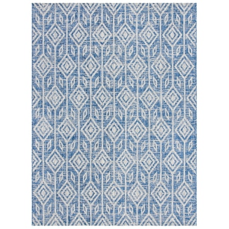 SAFAVIEH Courtyard Beckah Geometric Indoor/Outdoor Area Rug, Navy/Grey, 9' x 12'