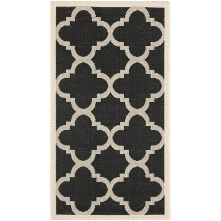 Safavieh Courtyard Becky Geometric Indoor/Outdoor Area Rug, Black/Beige, 2' x 3'7"