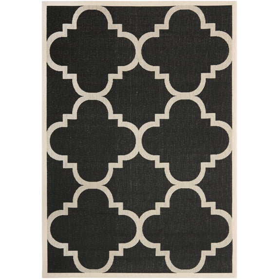 Safavieh Courtyard Becky Geometric Indoor/Outdoor Area Rug, Black/Beige, 6'7" x 9'6"