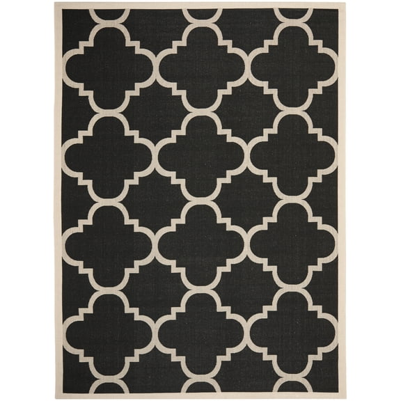 Safavieh Courtyard Becky Geometric Indoor/Outdoor Area Rug, Black/Beige, 9' x 12'