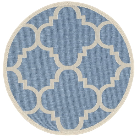 Safavieh Courtyard Becky Geometric Indoor/Outdoor Area Rug, Blue/Beige, 5'3" x 5'3" Round