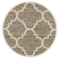 SAFAVIEH Courtyard Becky Geometric Indoor/Outdoor Area Rug, Brown, 4' x 4' Round