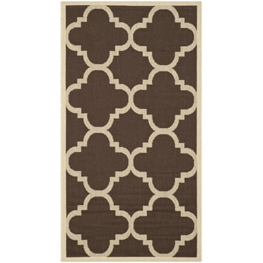 SAFAVIEH Courtyard Becky Geometric Indoor/Outdoor Area Rug, Dark Brown, 2' x 3'7"