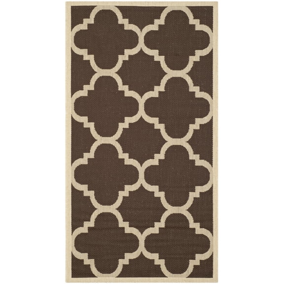 SAFAVIEH Courtyard Becky Geometric Indoor/Outdoor Area Rug, Dark Brown, 2' x 3'7"