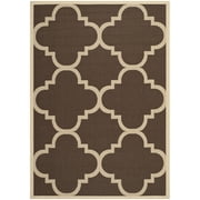 Courtyard Becky Geometric Indoor/Outdoor Area Rug, Dark Brown, 5'3" x 7'7"