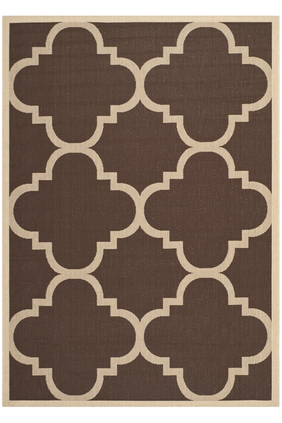Courtyard Becky Geometric Indoor/Outdoor Area Rug, Dark Brown, 5'3" x 7'7"
