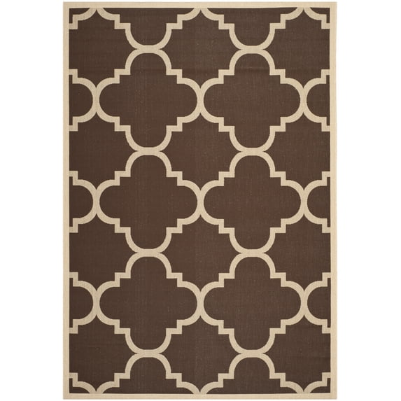 Safavieh Courtyard Becky Geometric Indoor/Outdoor Area Rug, Dark Brown, 6'7" x 9'6"