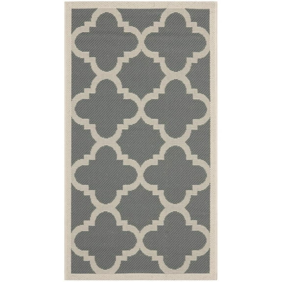 SAFAVIEH Courtyard Becky Geometric Indoor/Outdoor Area Rug, Grey/Beige, 2'7" x 5'
