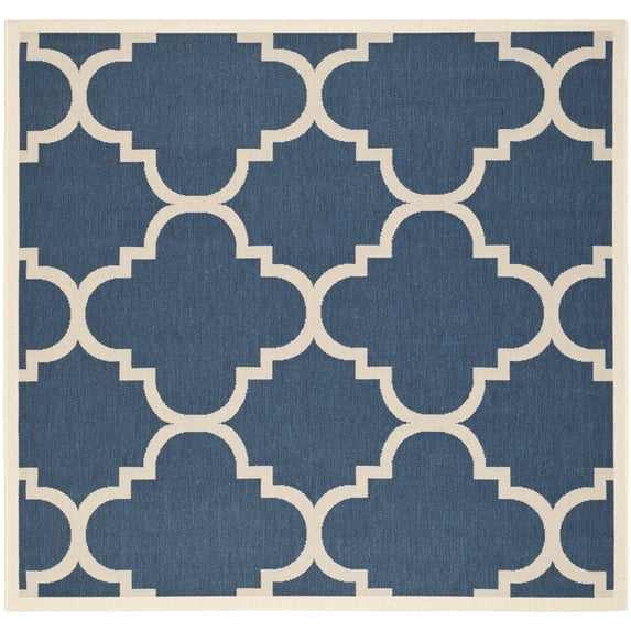 Safavieh Courtyard Becky Geometric Indoor/Outdoor Area Rug, Navy/Beige, 6'7" x 6'7" Square