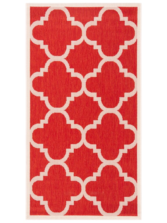 Courtyard Becky Geometric Indoor/Outdoor Area Rug, Red, 2'7" x 5'