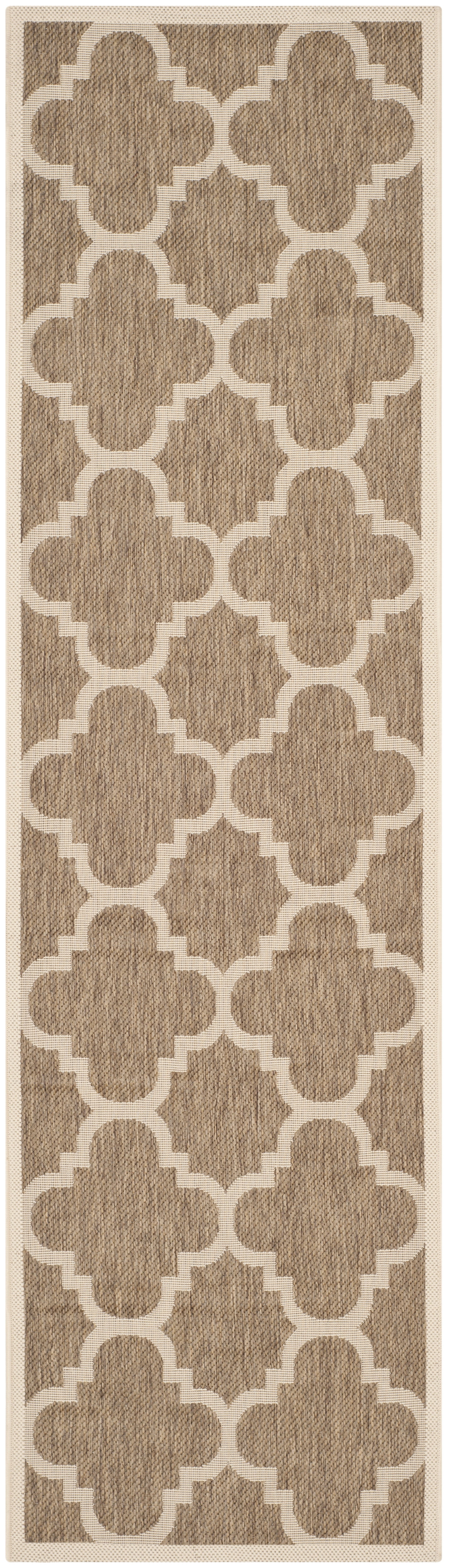 Safavieh Courtyard Becky Geometric Indoor/Outdoor Runner Rug, Brown, 2'3" x 12'