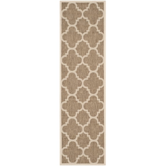Safavieh Courtyard Becky Geometric Indoor/Outdoor Runner Rug, Brown, 2'3" x 12'