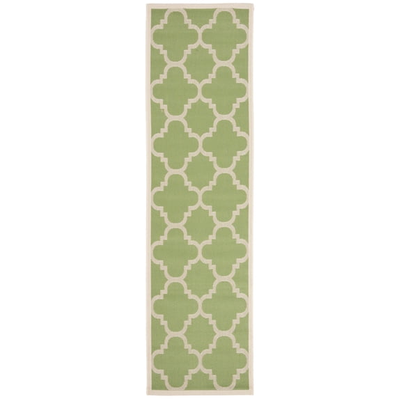 Safavieh Courtyard Becky Geometric Indoor/Outdoor Runner Rug, Green/Beige, 2'3" x 12'
