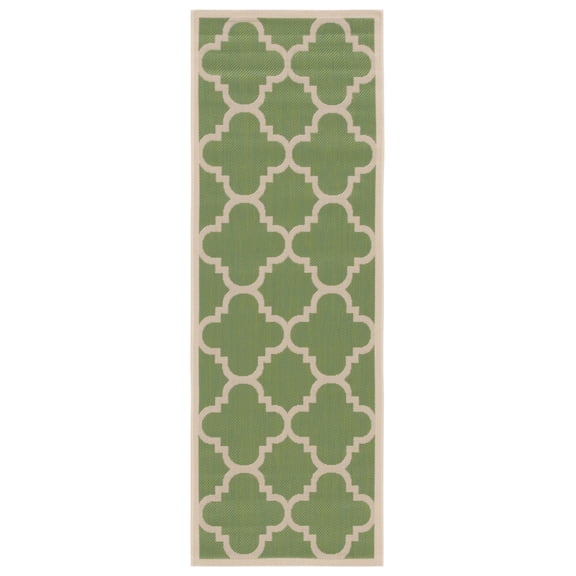 Safavieh Courtyard Becky Geometric Indoor/Outdoor Runner Rug, Green/Beige, 2'3" x 6'7"