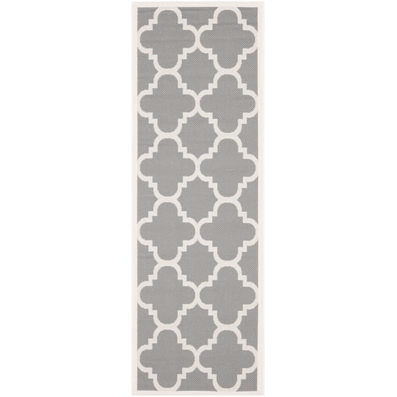 Safavieh Courtyard Becky Geometric Indoor/Outdoor Runner Rug, Gray/Beige, 2'3" x 8'