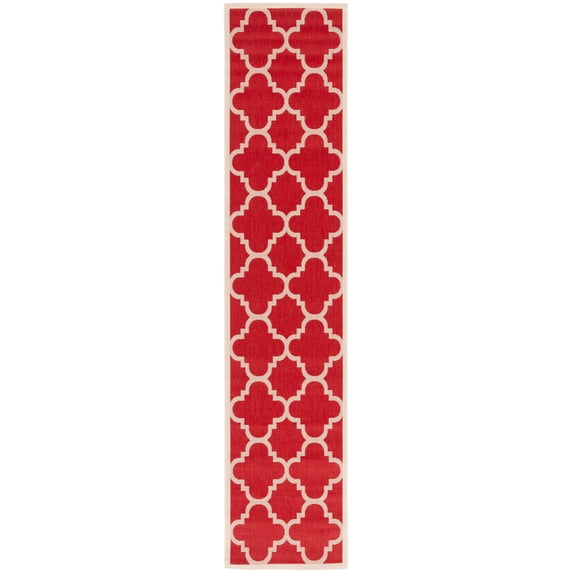 Safavieh Courtyard Becky Geometric Indoor/Outdoor Runner Rug, Red, 2'3" x 10'