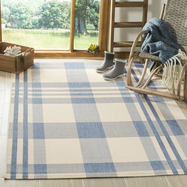SAFAVIEH Courtyard Benjamin Plaid Indoor/Outdoor Area Rug, 2'7