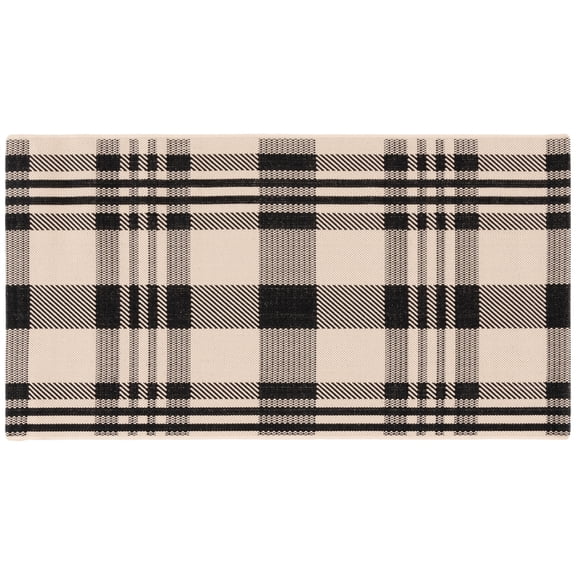 Safavieh Courtyard Benjamin Plaid Indoor/Outdoor Area Rug, Black/Bone, 2'7" x 5'