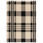 SAFAVIEH Courtyard Benjamin Plaid Indoor/Outdoor Area Rug, 5'3" x 7'7", Black/Bone