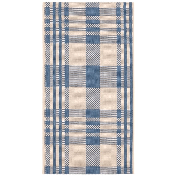 Safavieh Courtyard Benjamin Plaid Indoor/Outdoor Area Rug, Beige/Blue, 2'3" x 4'