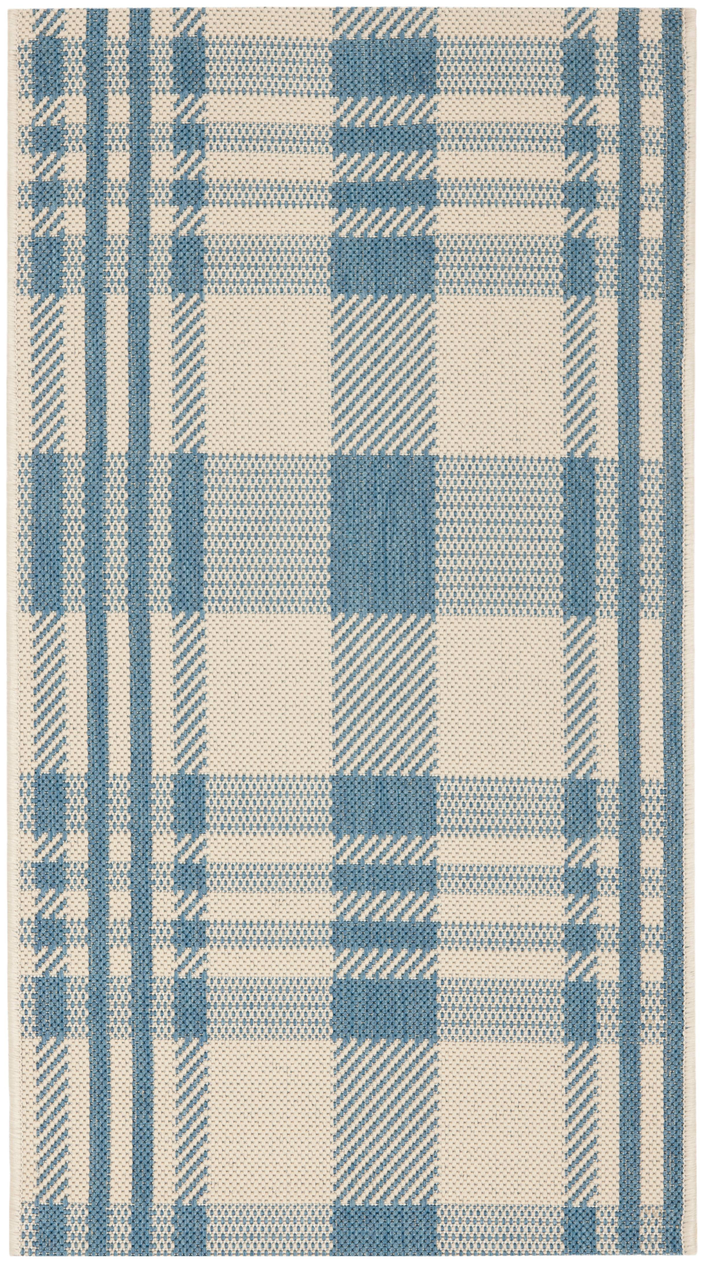 Reversible Beige Synthetic Rectangular Stain-Resistant Rug, 2' x 3'7"