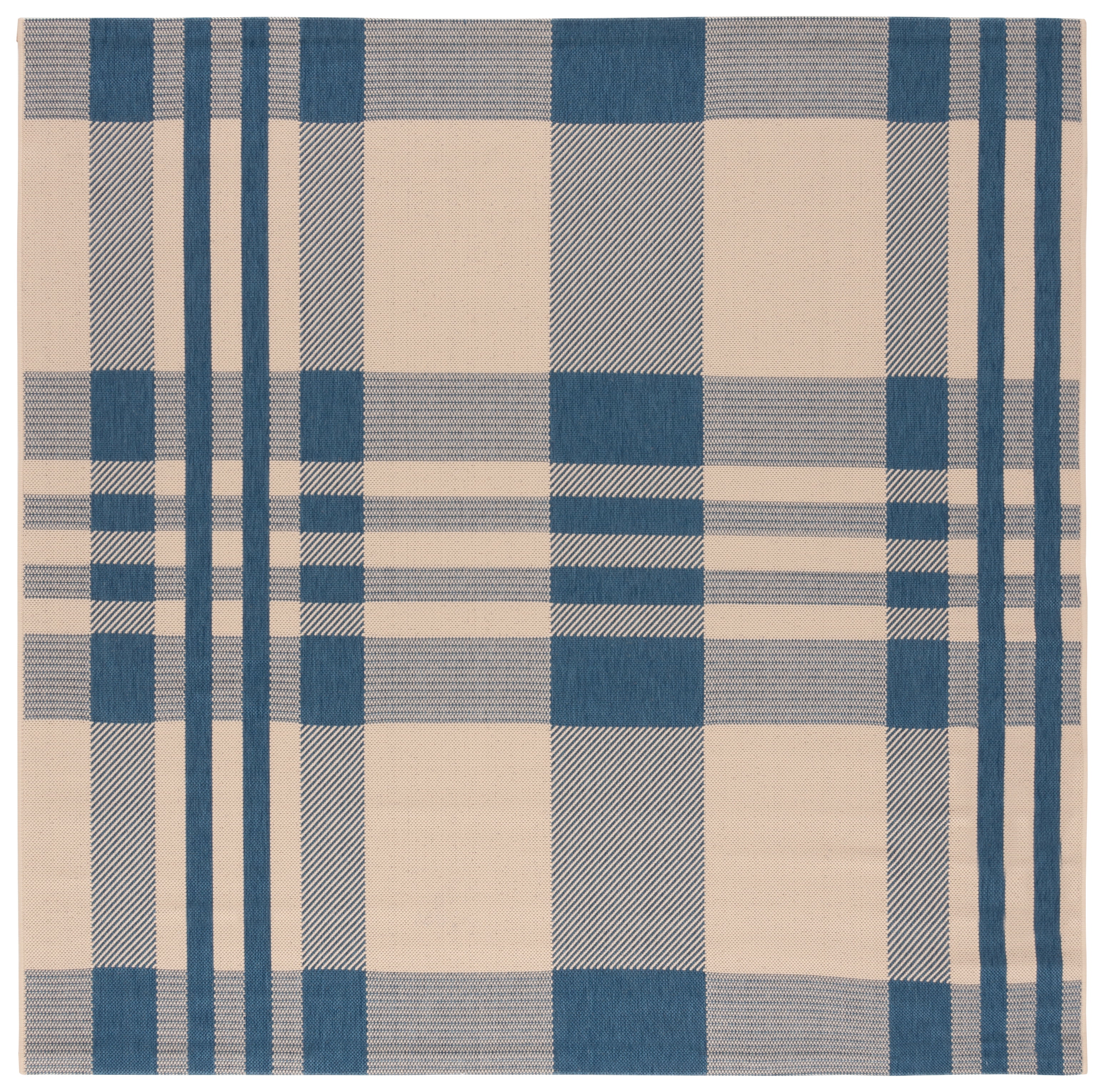 Safavieh Courtyard Benjamin Plaid Indoor/Outdoor Area Rug, Beige/Blue, 4' x 4' Square