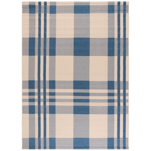 Safavieh Courtyard Benjamin Plaid Indoor/Outdoor Area Rug, Beige/Blue, 8' x 11'