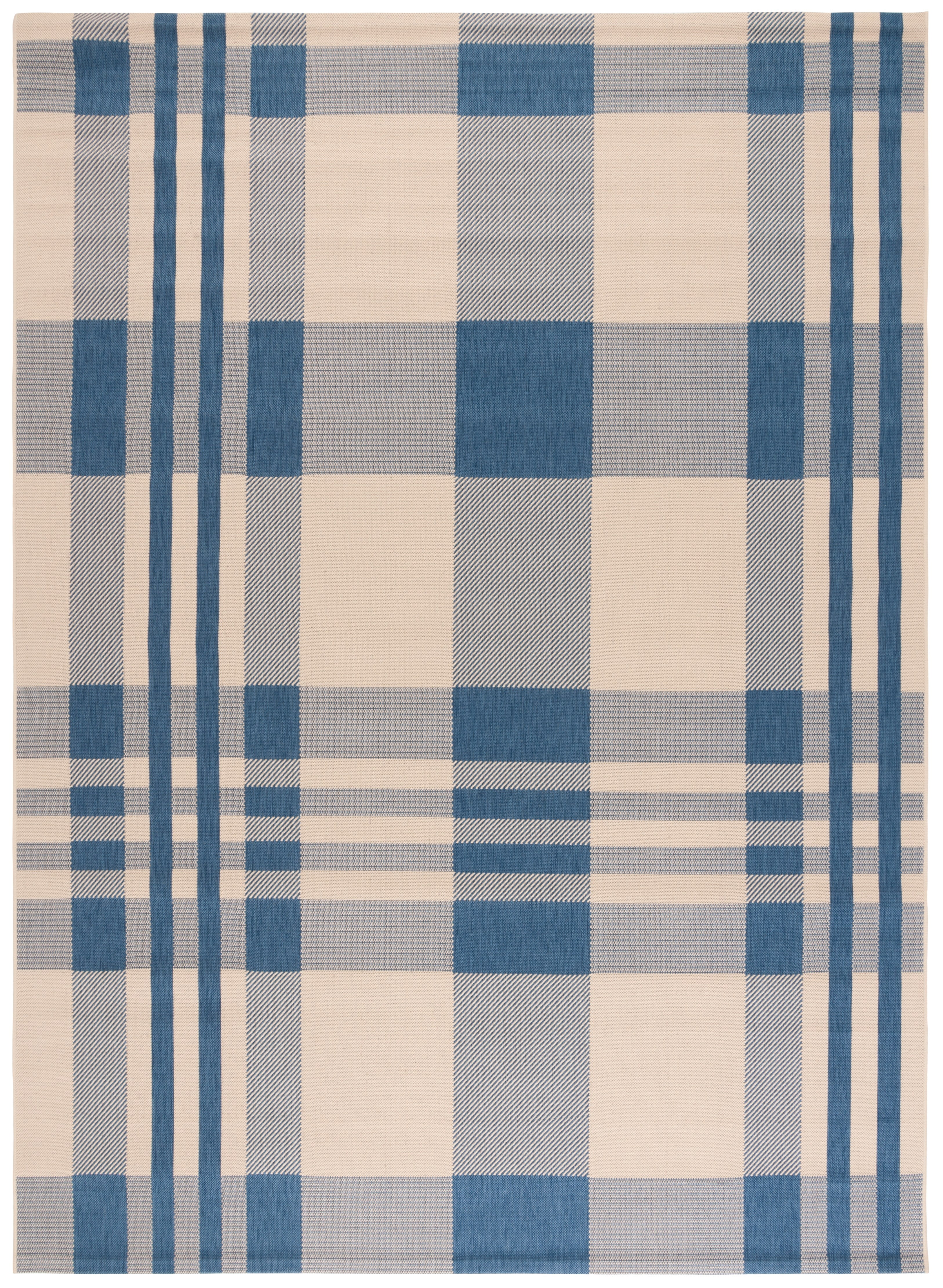 Safavieh Courtyard Benjamin Plaid Indoor/Outdoor Area Rug, Beige/Blue, 9' x 12'