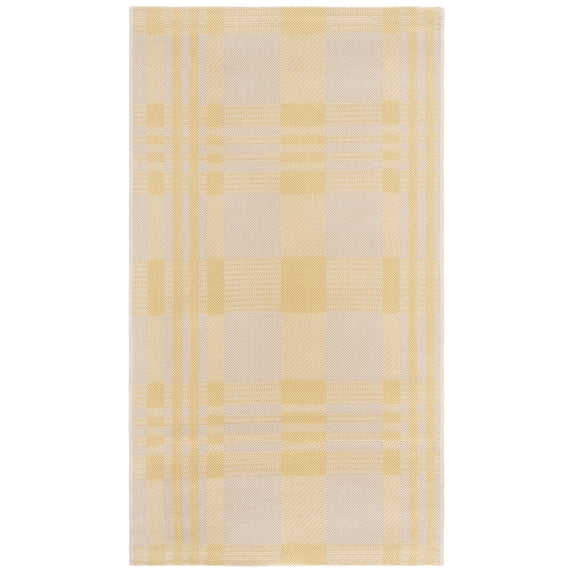 Safavieh Courtyard Benjamin Plaid Indoor/Outdoor Area Rug, Gold/Beige, 2'7" x 5'
