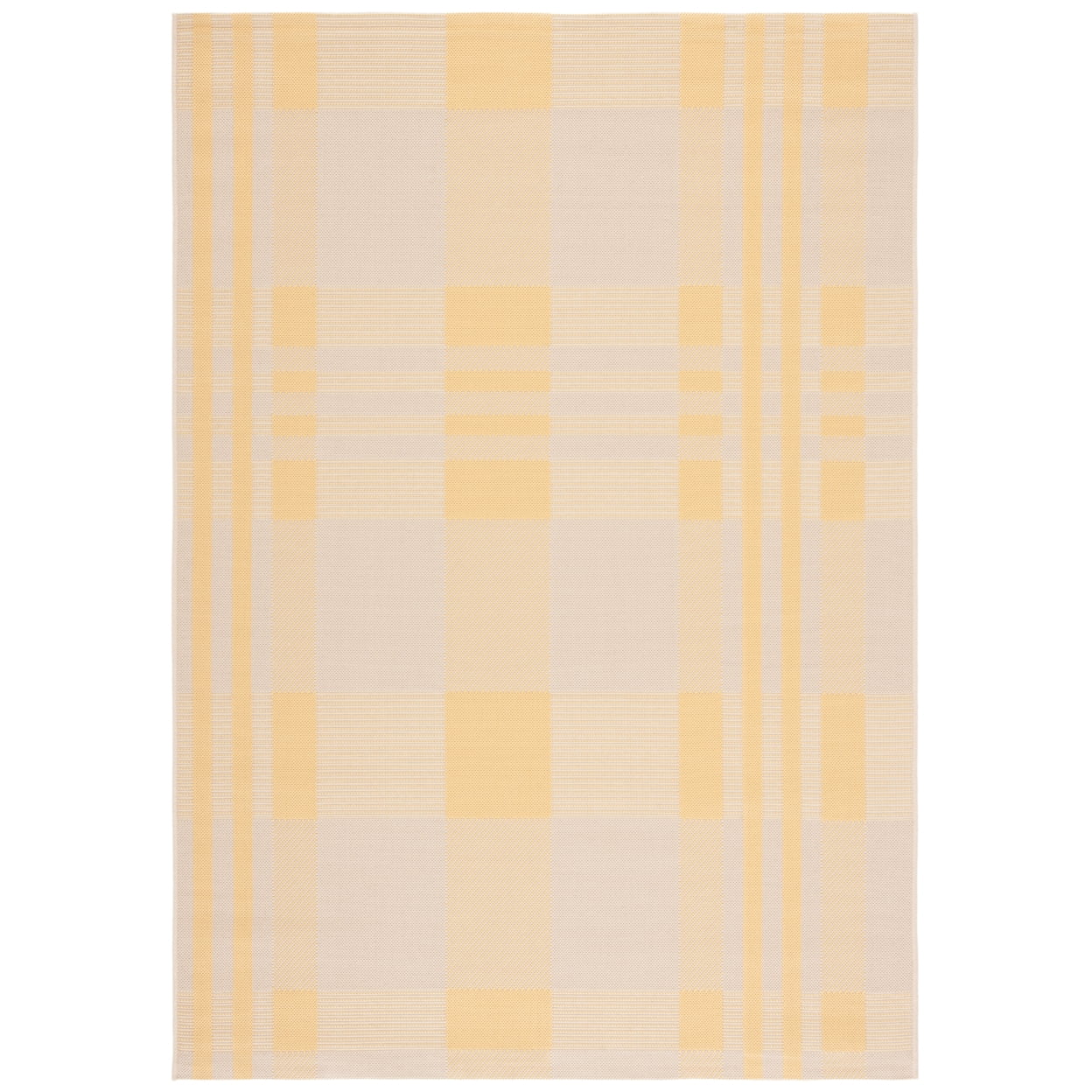 SAFAVIEH Courtyard Benjamin Plaid Indoor/Outdoor Area Rug, Gold/Beige ...