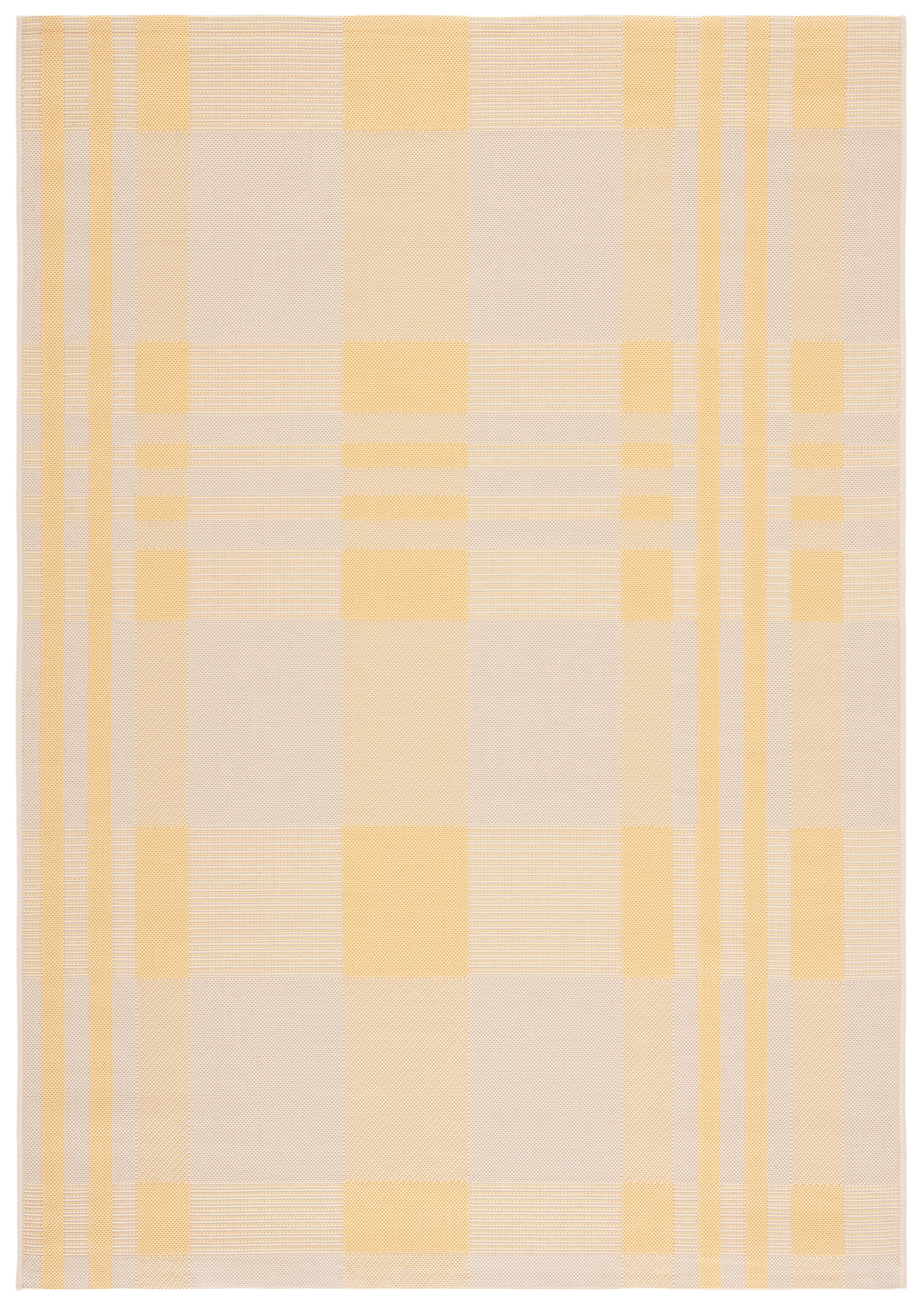 Safavieh Courtyard Benjamin Plaid Indoor/Outdoor Area Rug, Gold/Beige, 6'7" x 9'6"