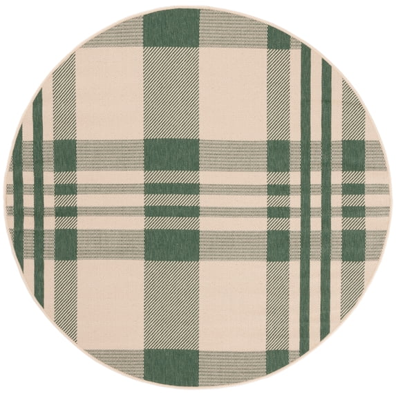 Safavieh Courtyard Benjamin Plaid Indoor/Outdoor Area Rug, Green/Beige, 4' x 4' Round