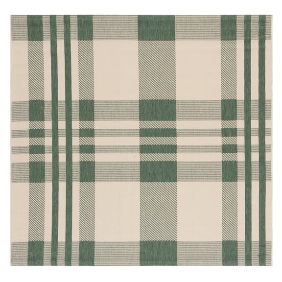 Safavieh Courtyard Benjamin Plaid Indoor/Outdoor Area Rug, Green/Beige, 4' x 4' Square