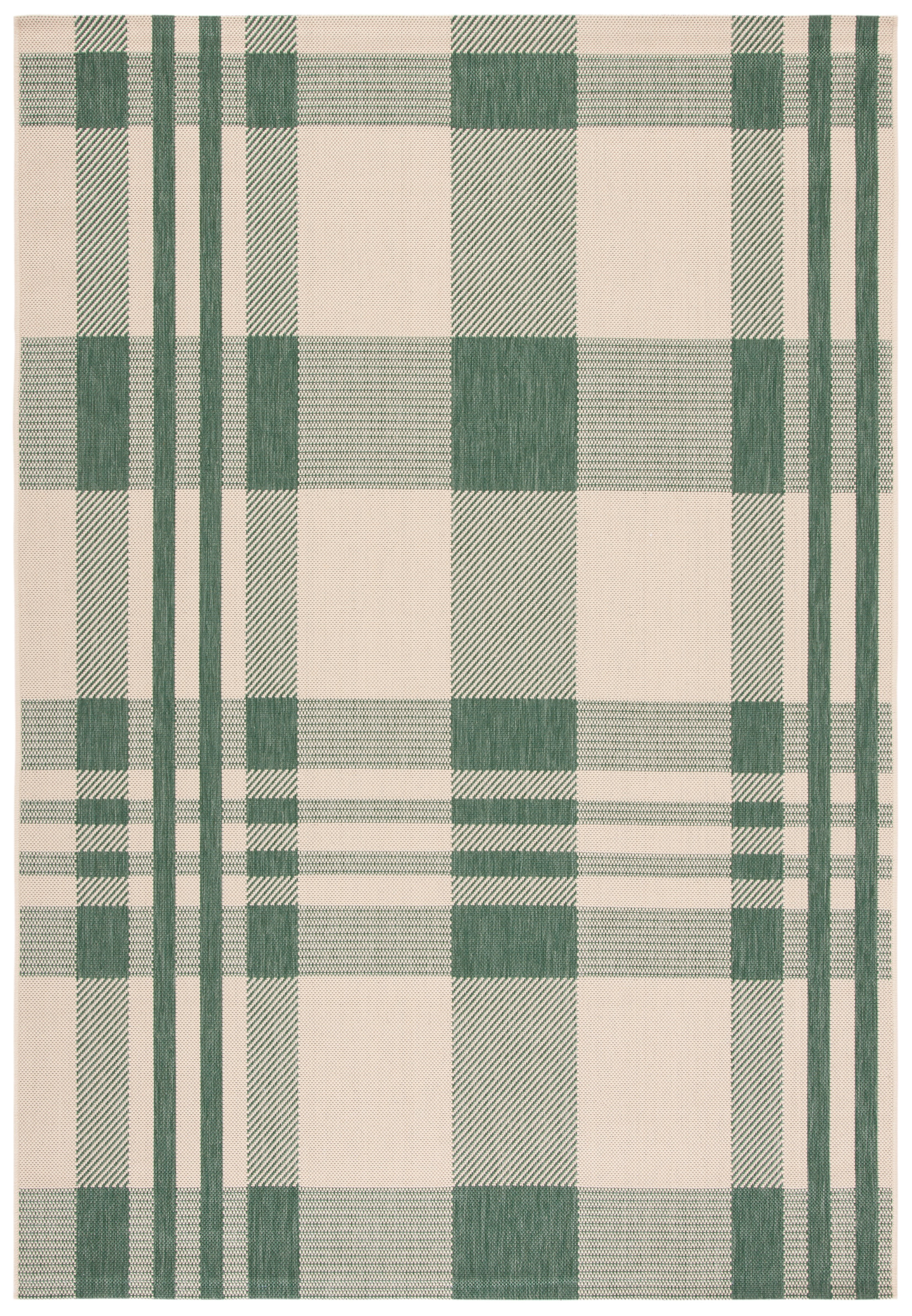 Safavieh Courtyard Benjamin Plaid Indoor/Outdoor Area Rug, Green/Beige, 5'3" x 7'7"