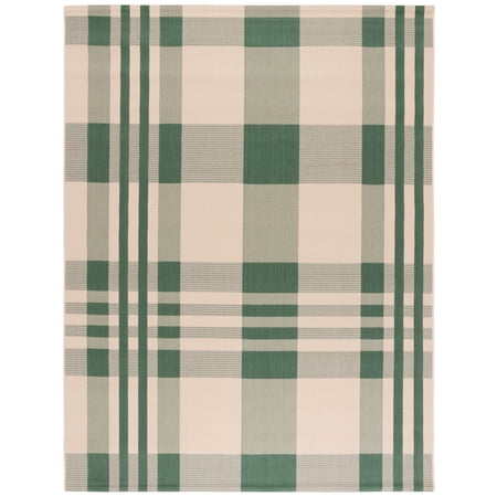 Safavieh Courtyard Benjamin Plaid Indoor/Outdoor Area Rug, Green/Beige, 8' x 10'