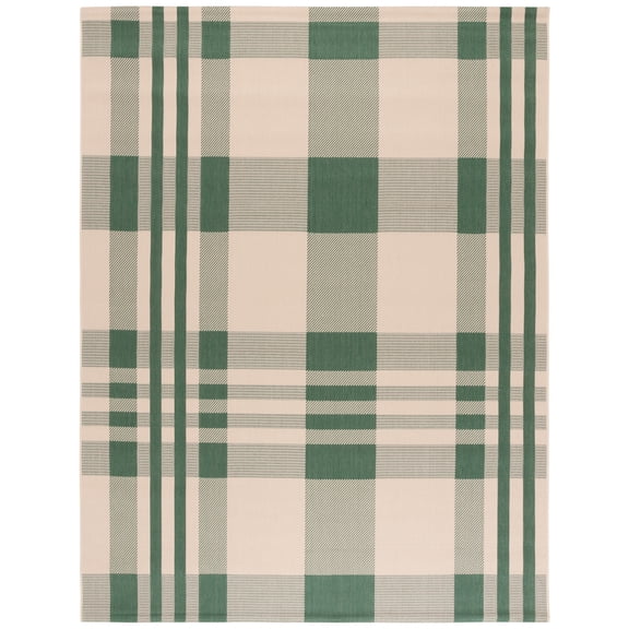 Safavieh Courtyard Benjamin Plaid Indoor/Outdoor Area Rug, Green/Beige, 8' x 10'