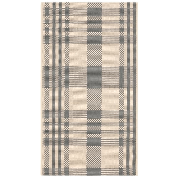 Safavieh Courtyard Benjamin Plaid Indoor/Outdoor Area Rug, Gray/Bone, 2' x 3'7"