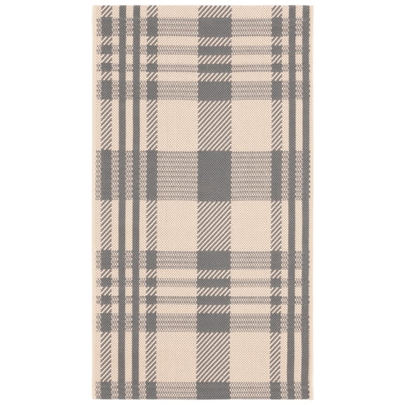 Safavieh Courtyard Benjamin Plaid Indoor/Outdoor Area Rug, Gray/Bone, 2' x 3'7"