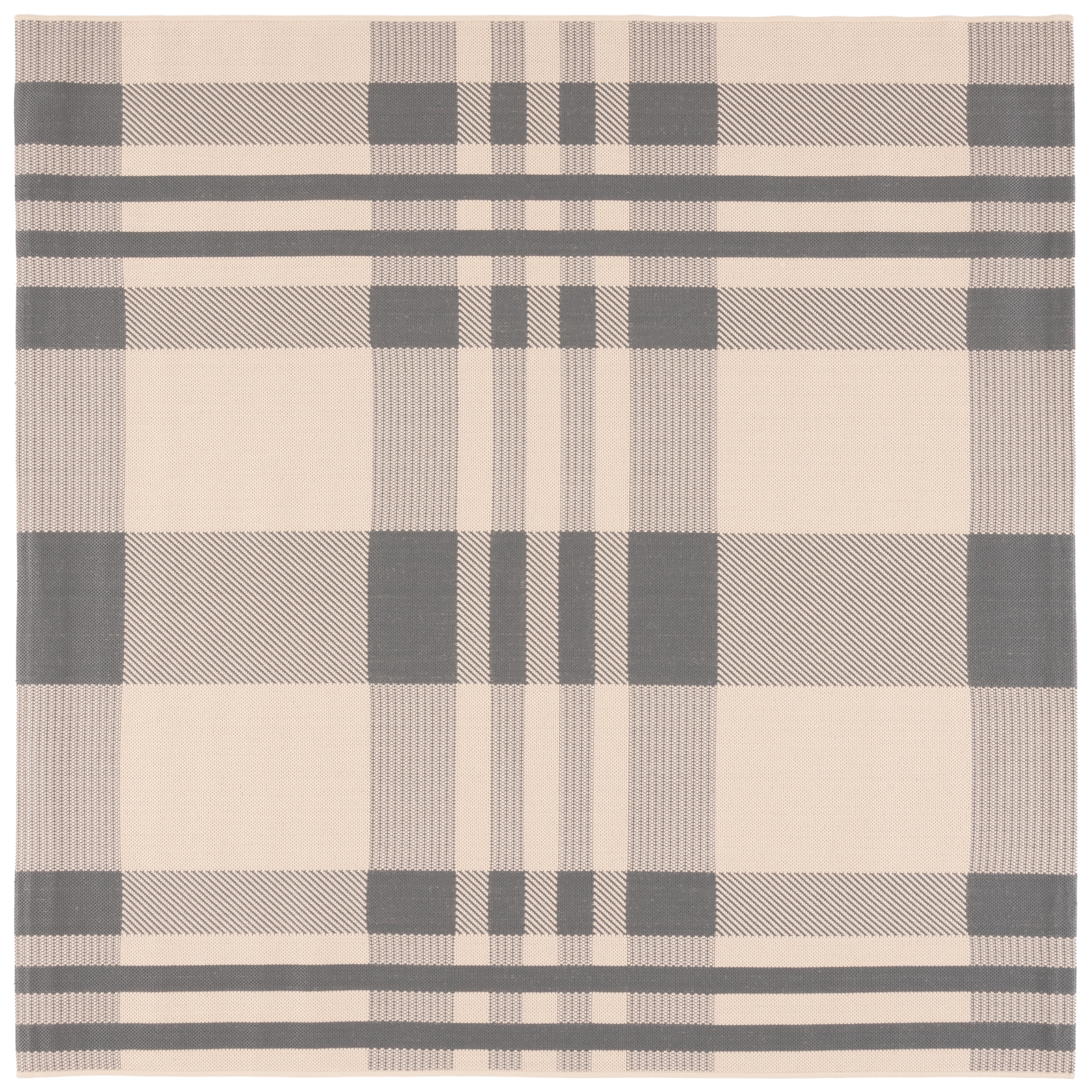 Safavieh Courtyard Benjamin Plaid Indoor/Outdoor Area Rug, Gray/Bone, 5'3" x 5'3" Square