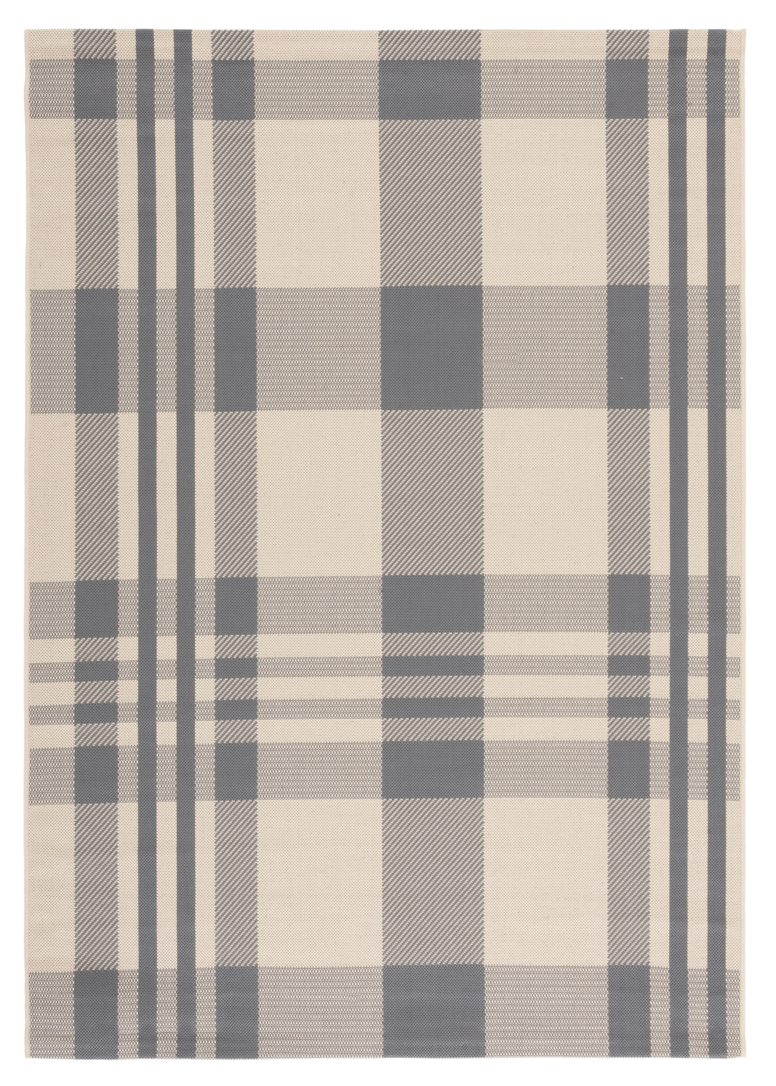 Safavieh Courtyard Benjamin Plaid Indoor/Outdoor Area Rug, Gray/Bone, 6'7" x 9'6"