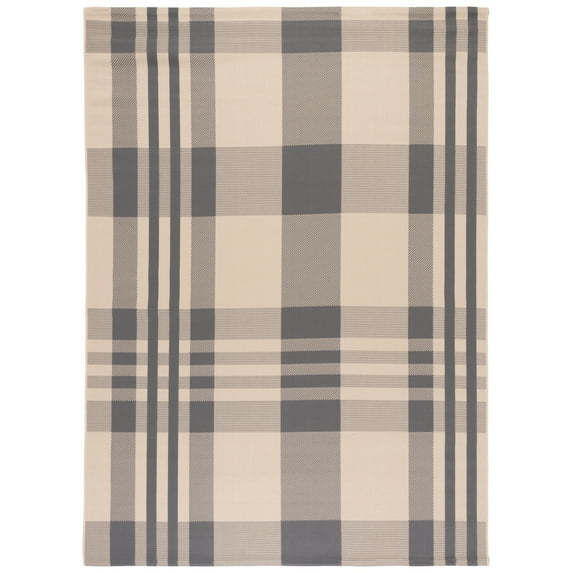 Safavieh Courtyard Benjamin Plaid Indoor/Outdoor Area Rug, Gray/Bone, 8' x 11'