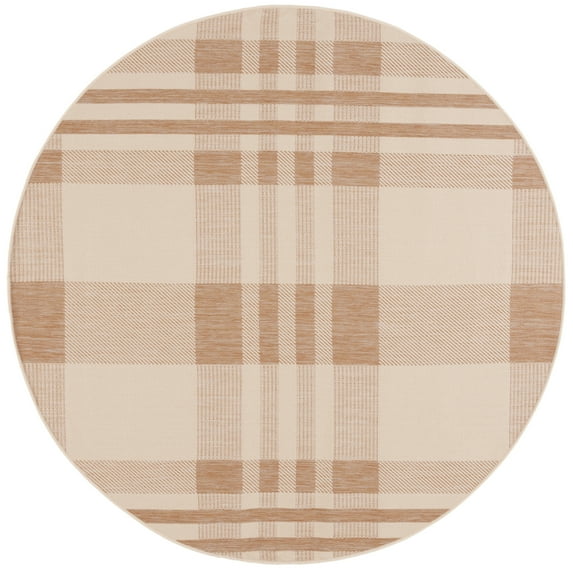 Safavieh Courtyard Benjamin Plaid Indoor/Outdoor Area Rug, Natural/Beige, 2'7" x 2'7" Round