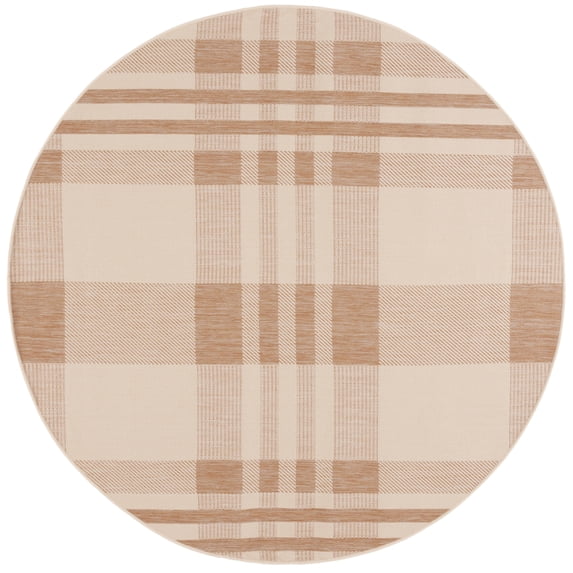 Safavieh Courtyard Benjamin Plaid Indoor/Outdoor Area Rug, Natural/Beige, 4' x 4' Round