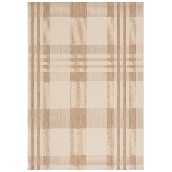 Safavieh Courtyard Benjamin Plaid Indoor/Outdoor Area Rug, Natural/Beige, 4' x 5'7"