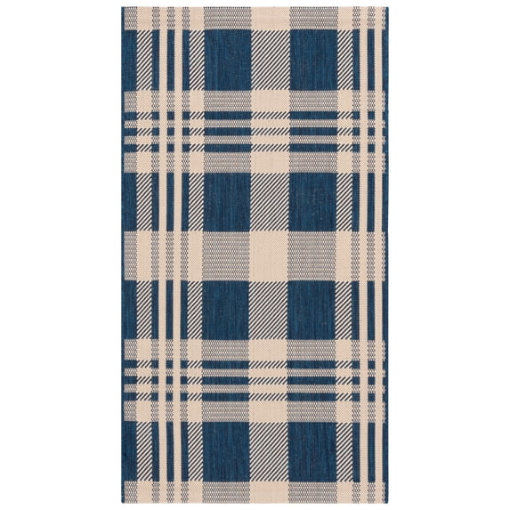Safavieh Courtyard Benjamin Plaid Indoor/Outdoor Area Rug, Navy/Beige, 2'7" x 5'