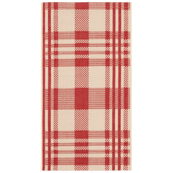 Safavieh Courtyard Benjamin Plaid Indoor/Outdoor Area Rug, Red/Bone, 2'3" x 4'