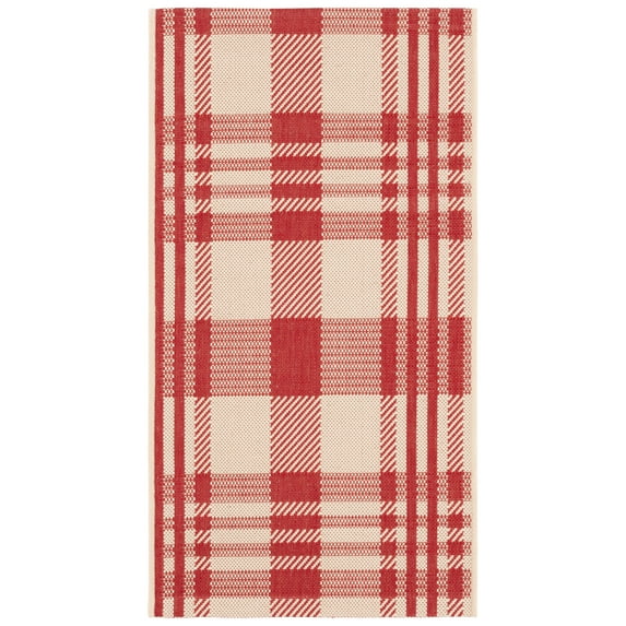 Safavieh Courtyard Benjamin Plaid Indoor/Outdoor Area Rug, Red/Bone, 2'3" x 4'